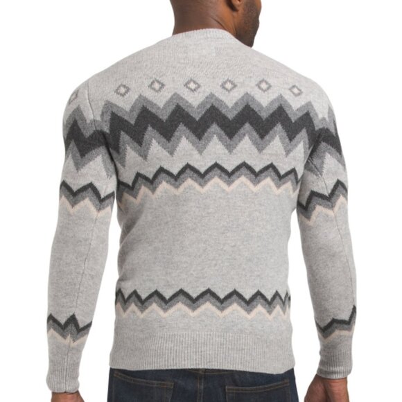 NEW BARBOUR Regis 100% Wool Fair Isle Crew Neck Sweater Light Grey for men 864mn - Picture 3 of 6